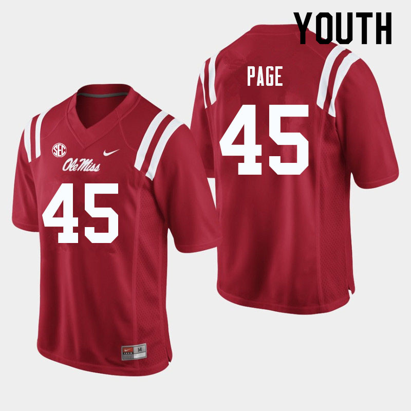 Youth #45 Fred Page Ole Miss Rebels College Football Jerseys Sale-Red